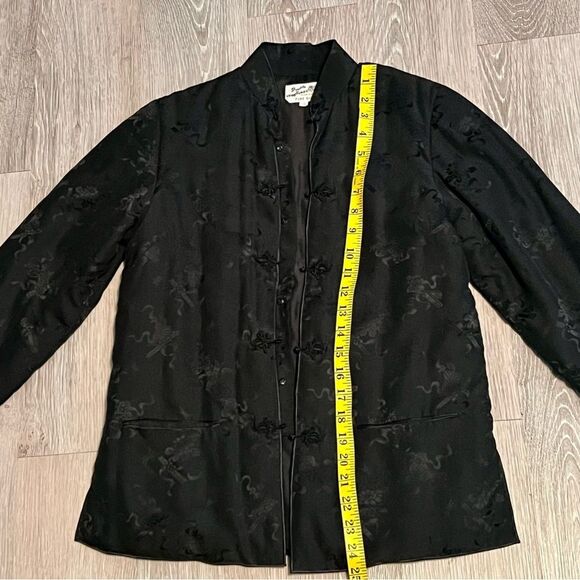 Quilted Silk Chinese Jacket Boxy Split Hem Long Sleeve Floral Fairy Whimsigoth S - Picture 9 of 16